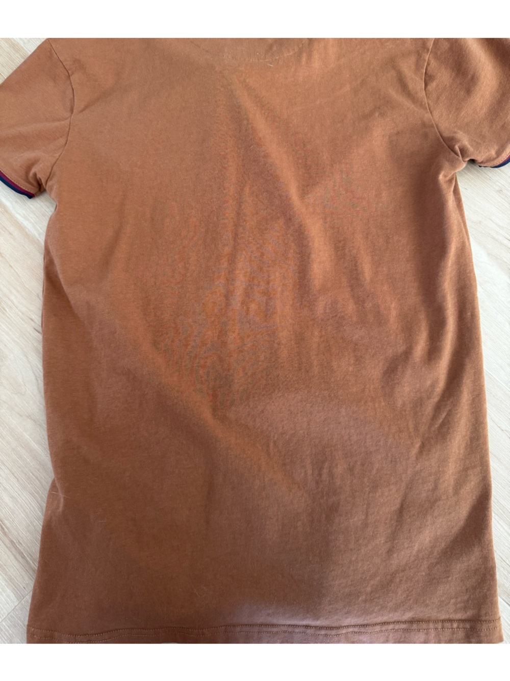 Men's Casual Short Sleeve Henley Shirt in Rust with Contrast Trim Size Small - Picture 4 of 4